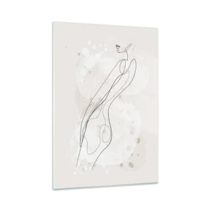 Glasbild - Bild auf glas - Konturierte Silhouette einer Frau in Beigetönen - 50x70cm - Der Blick schweift - Moderne Wanddekoration für Wohnzimmer und Schlafzimmer ARTTOR