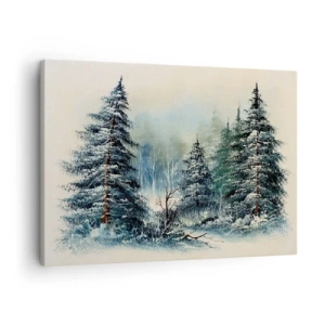 Bild auf Leinwand - Leinwandbild - Winterlandschaft mit schneebedeckten Bäumen - 70x50cm - Bereit für Weihnachten - Moderne Wanddekoration für Wohnzimmer und Schlafzimmer ARTTOR