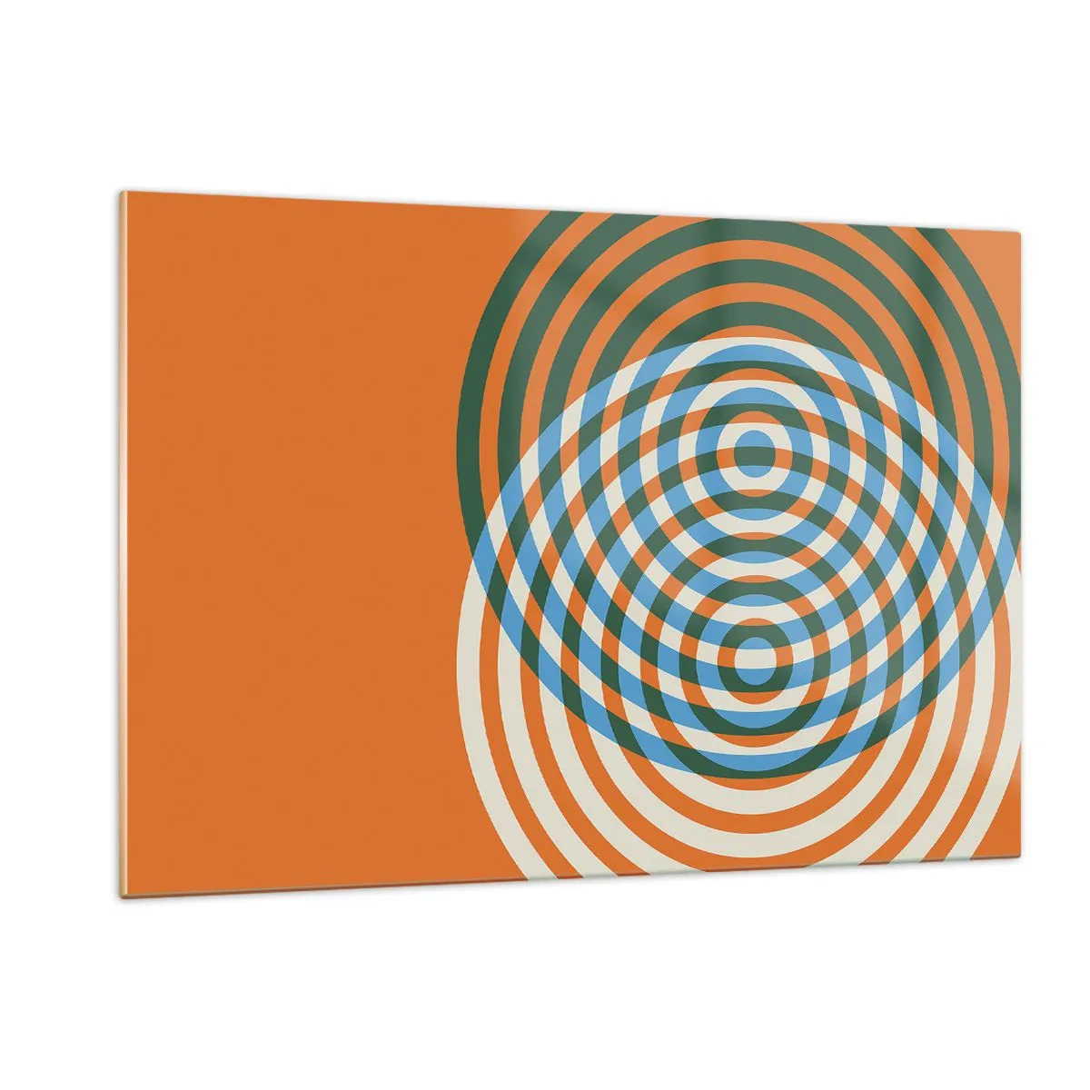 Glasbild - Bild auf glas - Abstrakte geometrische Grafik mit konzentrischen Kreisen - 120x80cm - Abstrakte kreisförmige Variation - Moderne Wanddekoration für Wohnzimmer und Schlafzimmer ARTTOR
