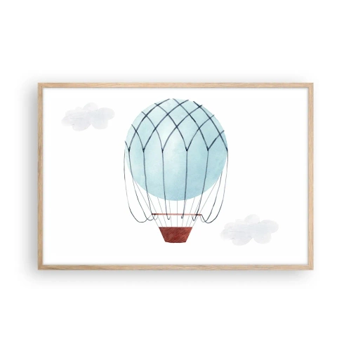 Poster in einem Rahmen aus heller Eiche - Ganz in den Wolken - 91x61 cm