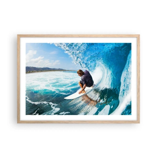 Poster in einem Rahmen aus heller Eiche - Tanzen mit den Wellen - 70x50 cm