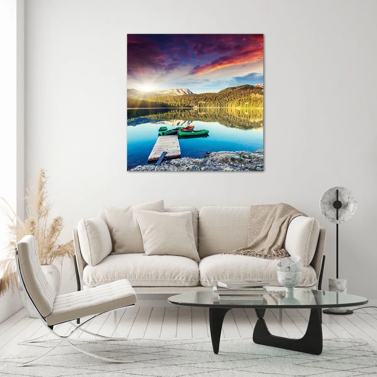 Glasbild - Bild auf glas - Glatt wie ein Spiegel über dem Wasser - 70x70 cm