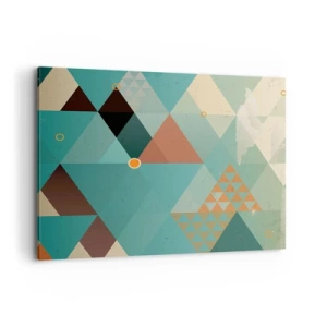 Bild auf Leinwand - Leinwandbild - Geometrische Muster in Türkis- und Brauntönen - 100x70cm - Einheit der Vielheit, Vielheit der Einheit - Moderne Wanddekoration für Wohnzimmer und Schlafzimmer ARTTOR