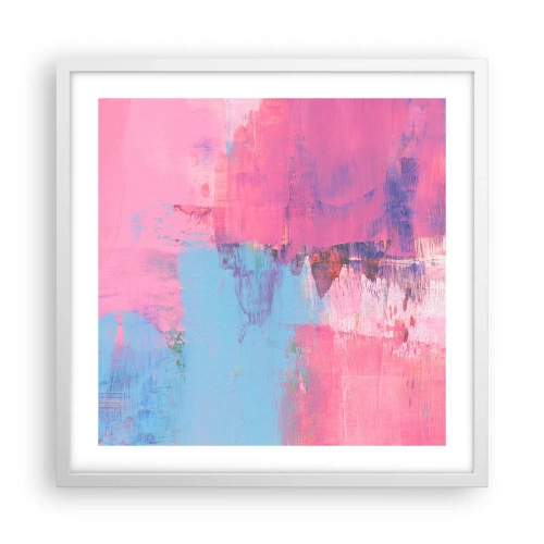 Poster in einem weißen Rahmen - Rosa, Blau und eine Prise Licht - 50x50 cm