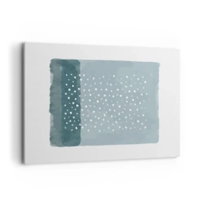 Bild auf Leinwand - Leinwandbild - Ein minimalistisches Gemälde in Blautönen mit Punkten - 120x80cm - Auf Blau gewachsen - Moderne Wanddekoration für Wohnzimmer und Schlafzimmer ARTTOR