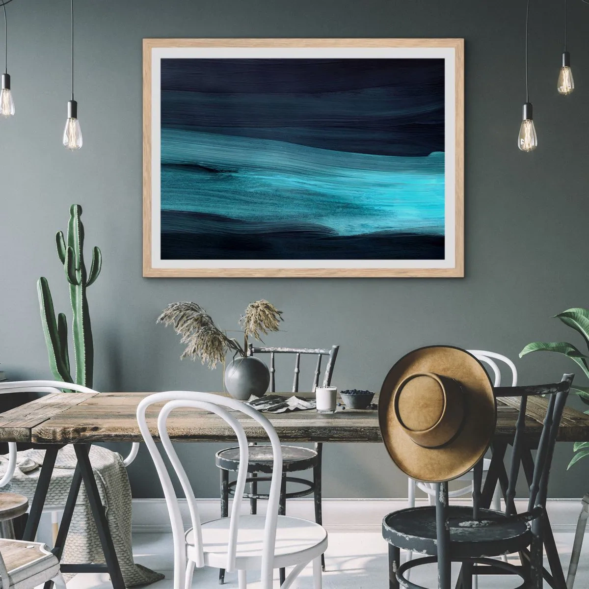 Poster in einem Rahmen aus heller Eiche - Gehen Sie mit dem Strom - 91x61 cm