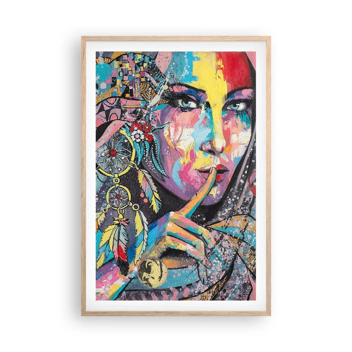 Poster in einem Rahmen aus heller Eiche - Sei still, bis du verstehst - 61x91 cm