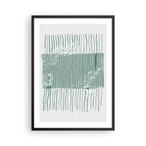 Poster in einem schwarzem Rahmen - Eine minimalistische Komposition aus Linien und Texturen in Grüntönen. - 50x70cm - Marine Abstraktion - Moderne Wanddekoration für Wohnzimmer und Schlafzimmer ARTTOR