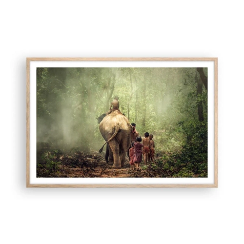Poster in einem Rahmen aus heller Eiche - Neues Dschungelbuch - 91x61 cm