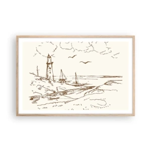 Poster in einem Rahmen aus heller Eiche - Ein Überblick über die Erinnerungen an den Sommer - 91x61 cm