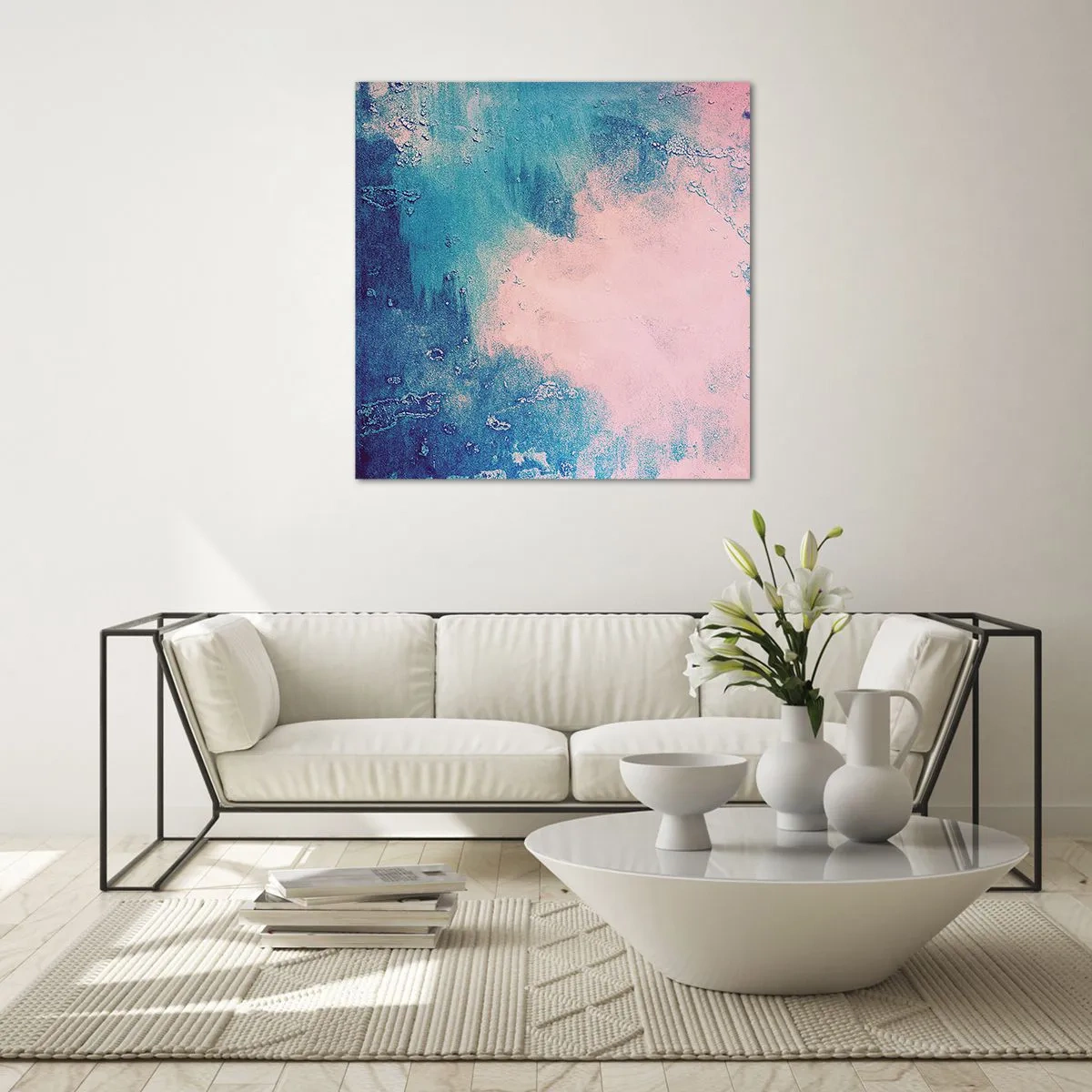 Glasbild - Bild auf glas - Himmelsblaue Umarmungen - 30x30 cm