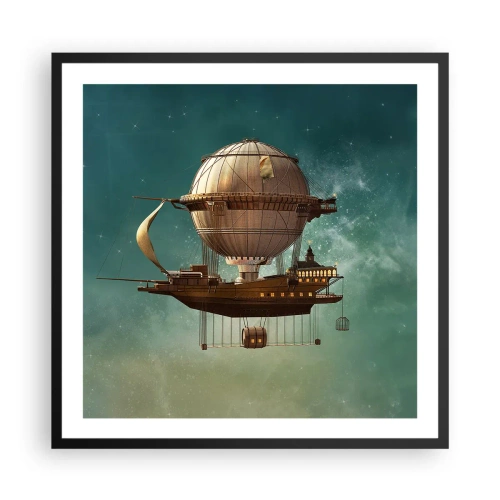 Poster in einem schwarzem Rahmen - Jules Verne sagt Hallo - 60x60 cm