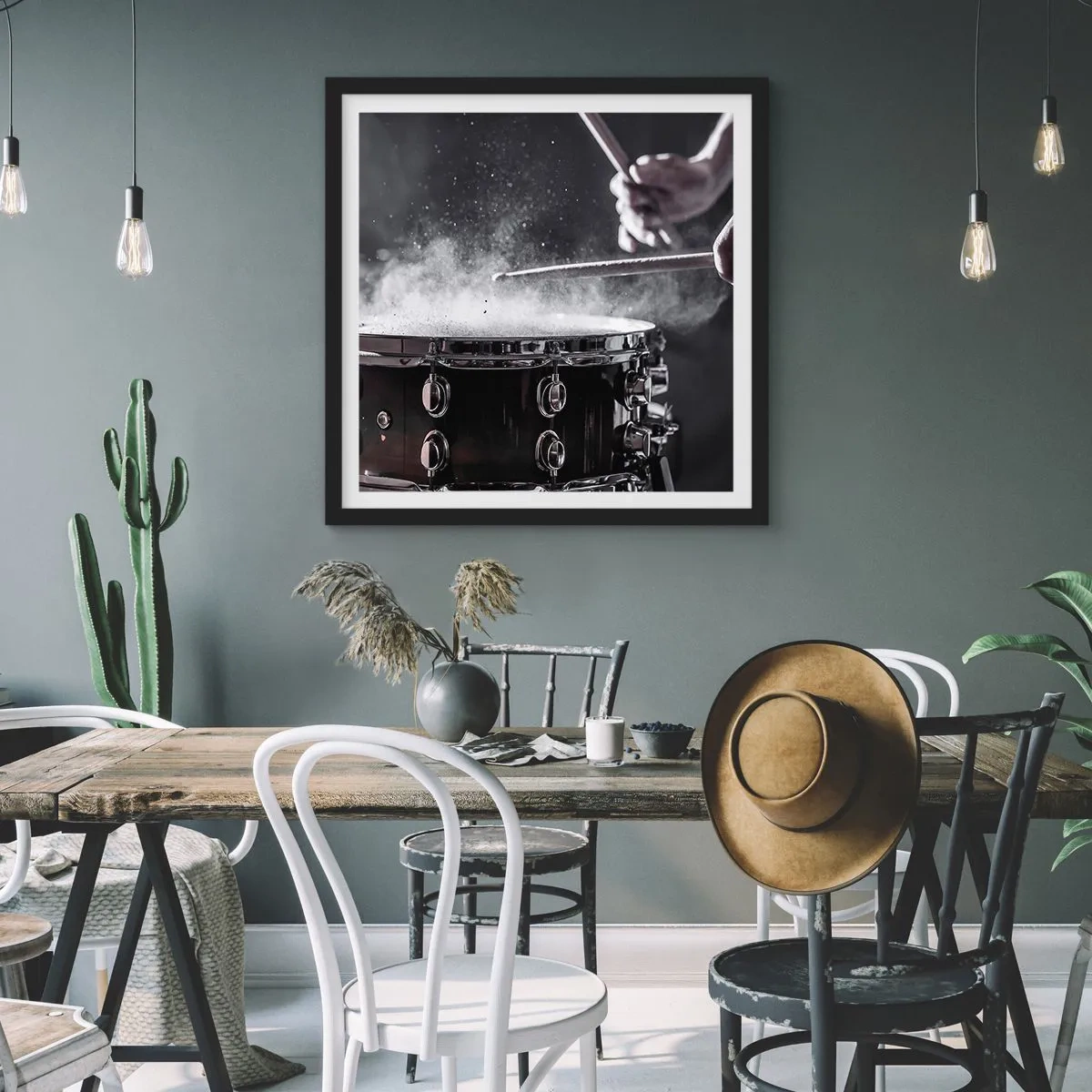 Poster in einem schwarzem Rahmen - Der Puls der Musik - 50x50 cm