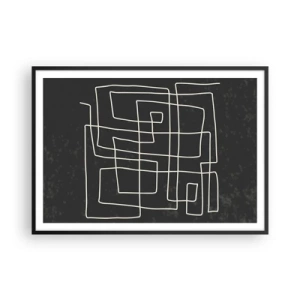 Poster in einem schwarzem Rahmen - Abstraktes geometrisches Muster auf dunklem Hintergrund - 100x70cm - Nicht so einfach - Moderne Wanddekoration für Wohnzimmer und Schlafzimmer ARTTOR