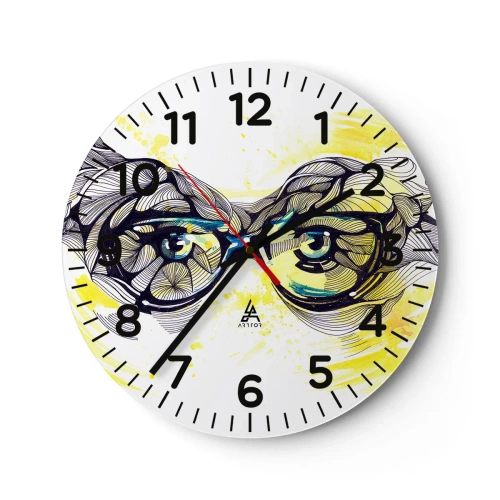 Wanduhr - Glasuhr - Durch blaue Brille - 40x40 cm