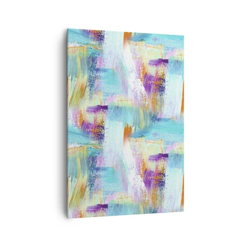 Bild auf Leinwand - Leinwandbild - Farbenfrohe Abstraktion mit dynamischen Pinselstrichen - 70x100cm - Fröhlicher Labyrinth-Liner - Moderne Wanddekoration für Wohnzimmer und Schlafzimmer ARTTOR