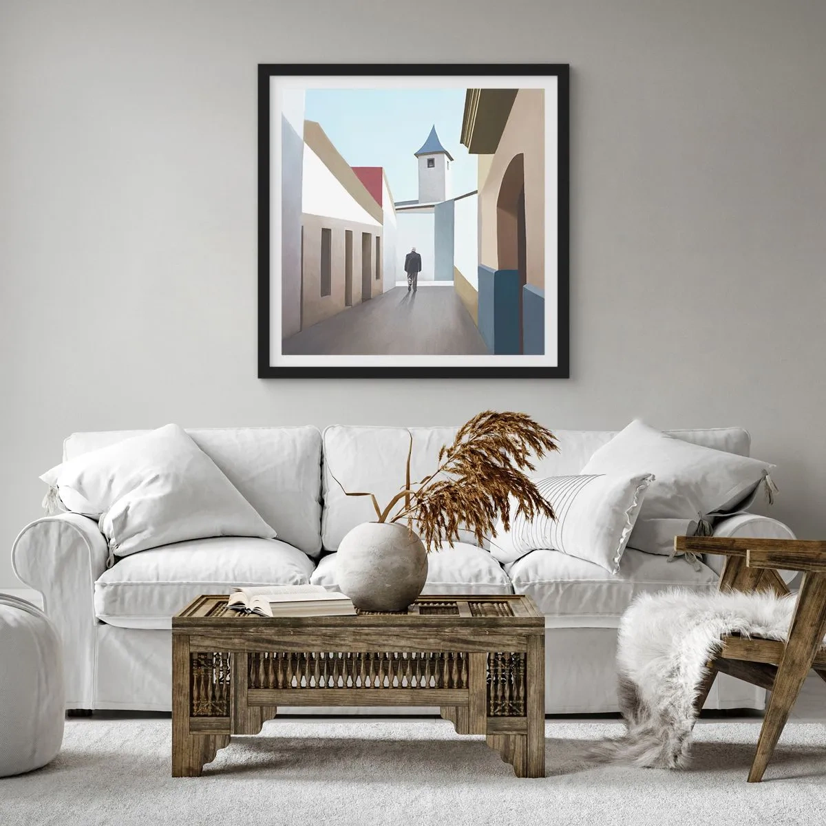 Poster in einem schwarzem Rahmen - Sonniger Spaziergang - 60x60 cm