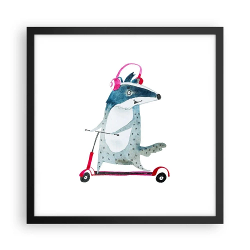 Poster in einem schwarzem Rahmen - Dachsfreude - 40x40 cm