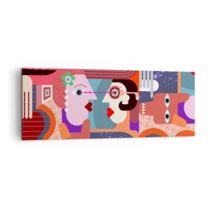 Bild auf Leinwand - Leinwandbild - Abstrakte Figuren in lebendigen Farben - 140x50cm - Augenhöhe - Moderne Wanddekoration für Wohnzimmer und Schlafzimmer ARTTOR