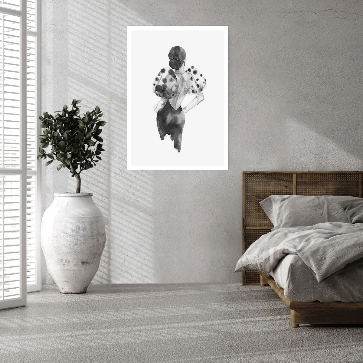 Poster - Stilvolle Silhouette einer Frau in Schwarz mit elegantem Akzent - 50x70cm - Sie ging direkt vorbei - Moderne Wanddekoration für Wohnzimmer und Schlafzimmer ARTTOR