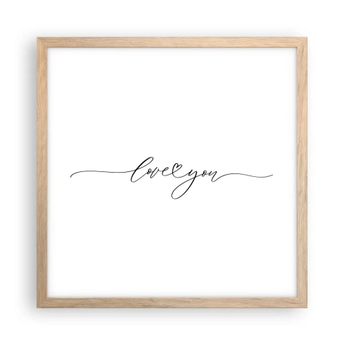 Poster in einem Rahmen aus heller Eiche - Schwarz auf weiß - 40x40 cm