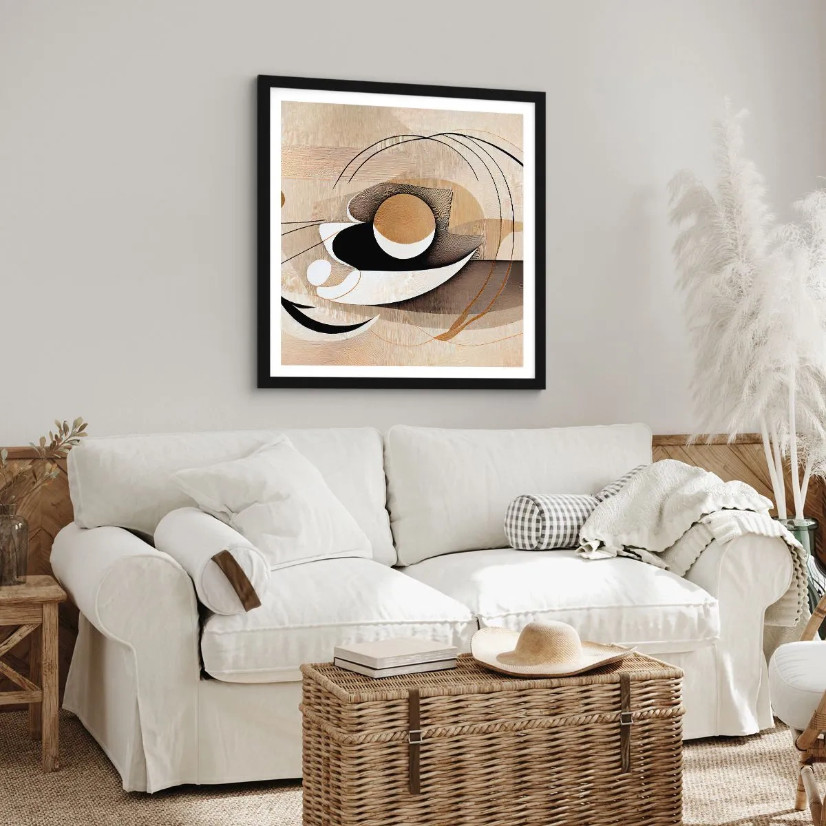 Poster in einem schwarzem Rahmen - Komposition: die Essenz des Wortes - 30x30 cm