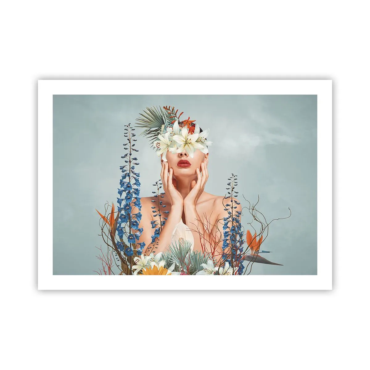 Poster - Frau - Blume - 70x50 cm