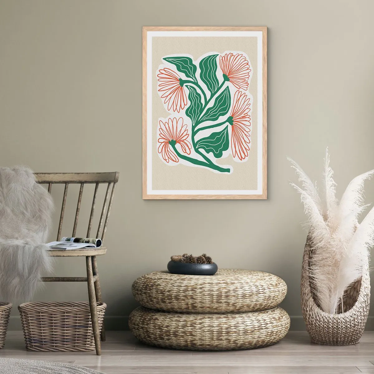 Poster in einem Rahmen aus heller Eiche - Im Folkstil und modern - 50x70 cm