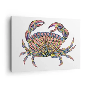 Bild auf Leinwand - Leinwandbild - Bunte Krabbe im künstlerischen Stil - 70x50cm - Meeresschmuck - Moderne Wanddekoration für Wohnzimmer und Schlafzimmer ARTTOR