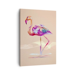 Bild auf Leinwand - Leinwandbild - Ein abstrakter Flamingo in hellen Pastellfarben. - 50x70cm - Der Vogel der guten Gefühle - Moderne Wanddekoration für Wohnzimmer und Schlafzimmer ARTTOR