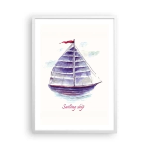 Poster in einem weißen Rahmen - Volle Segel und ruhiges Wasser - 50x70 cm