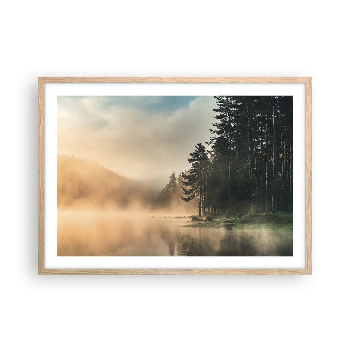 Poster in einem Rahmen aus heller Eiche - Die Geburt des Tages - 70x50 cm