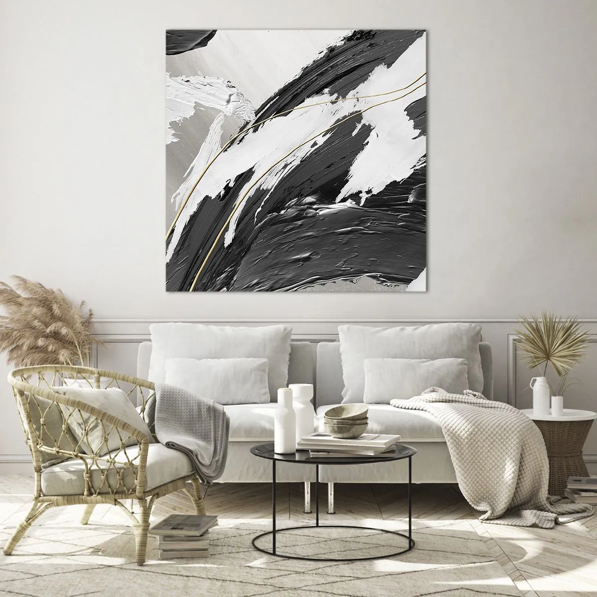 Glasbild - Bild auf glas - Abstraktion in großem Stil - 70x70 cm