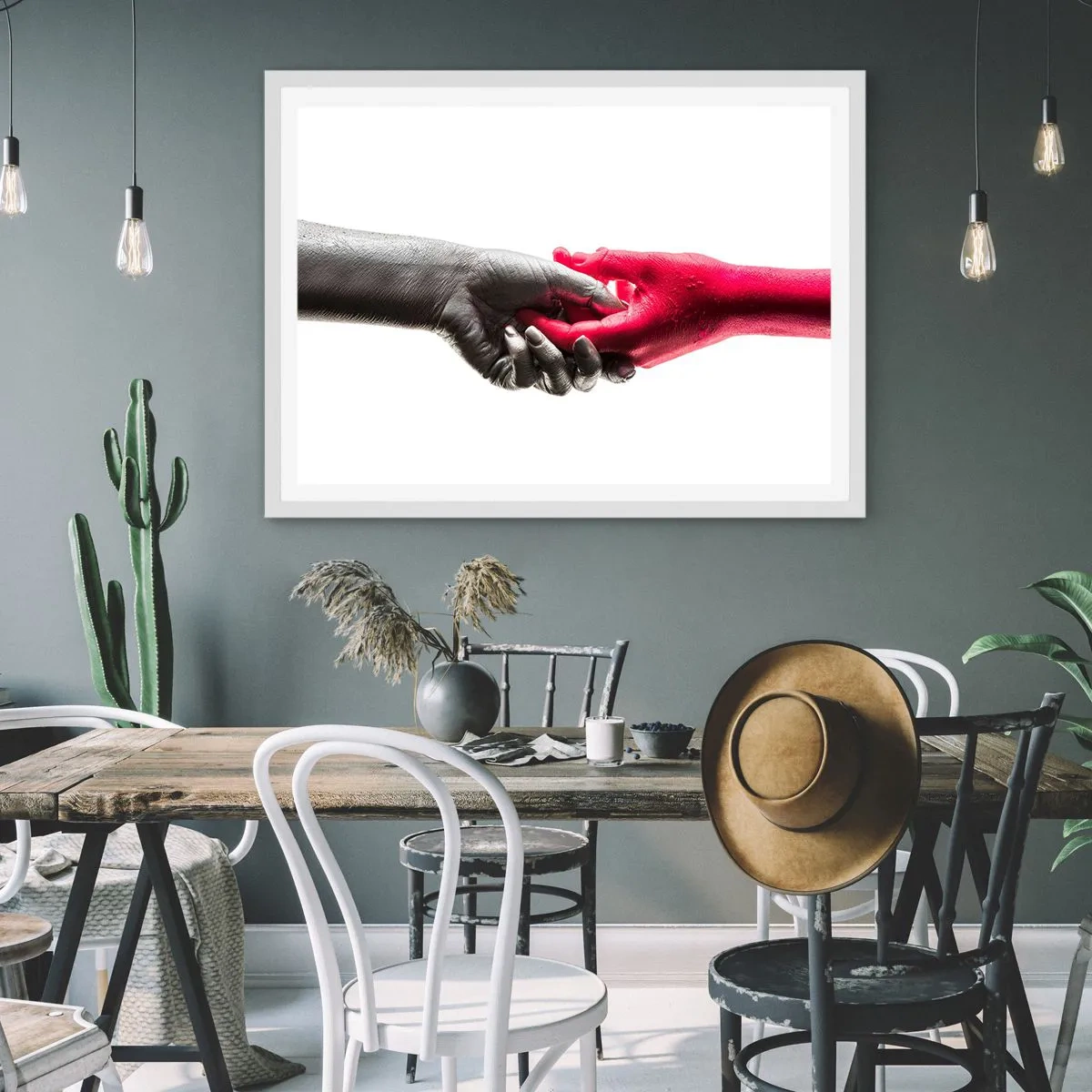 Poster in einem weißen Rahmen - Gemeinsam, obwohl anders - 100x70 cm