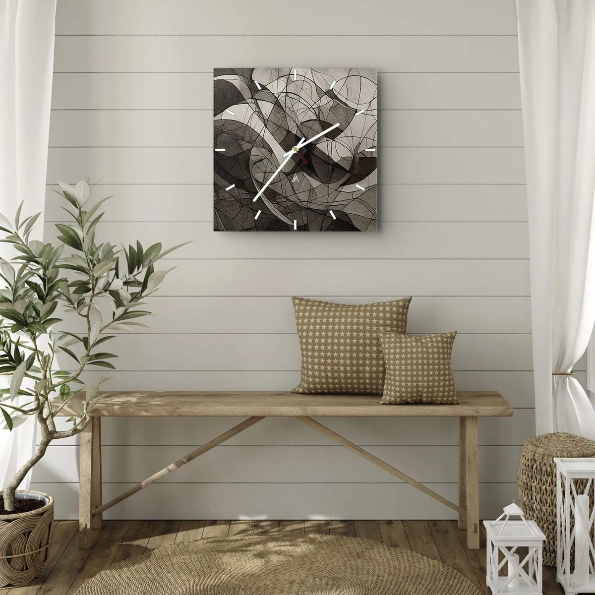 Wanduhr - Glasuhr - Zirkulation von Erdfarben - 30x30 cm