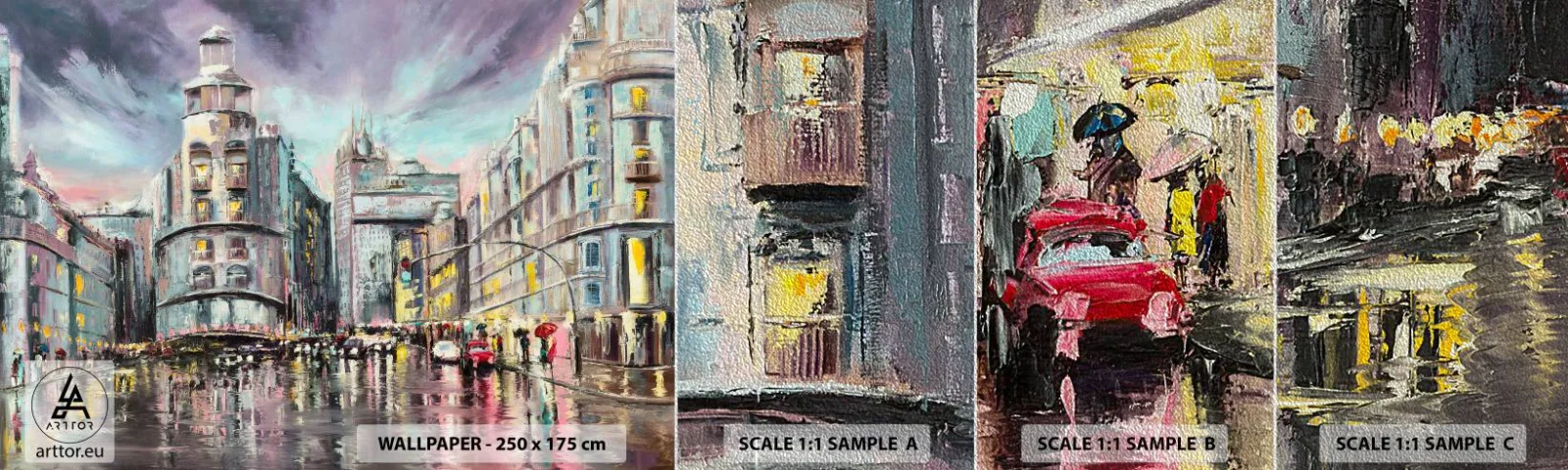 Fototapeten Muster Premium Sand - Es wird ein gelungener Abend - Stadt, Madrid, Die Architektur - 100x30 cm