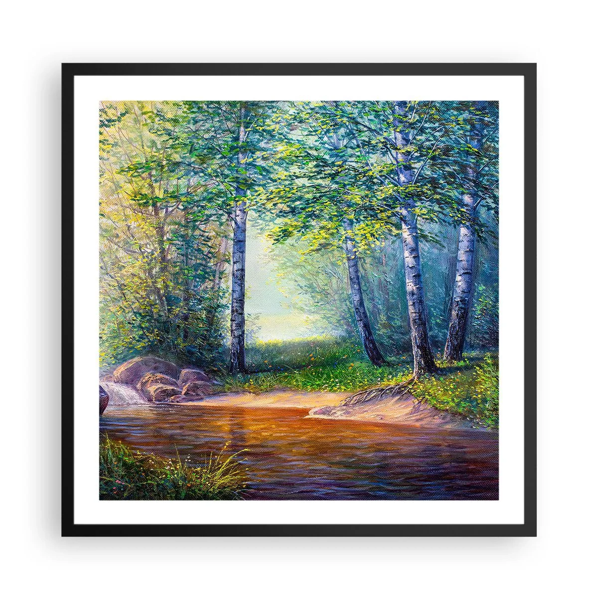 Poster in einem schwarzem Rahmen - Idyllische Landschaft - 60x60 cm