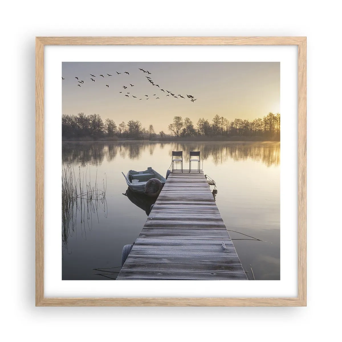 Poster in einem Rahmen aus heller Eiche - Ich komme nach einiger Zeit zurück - 50x50 cm