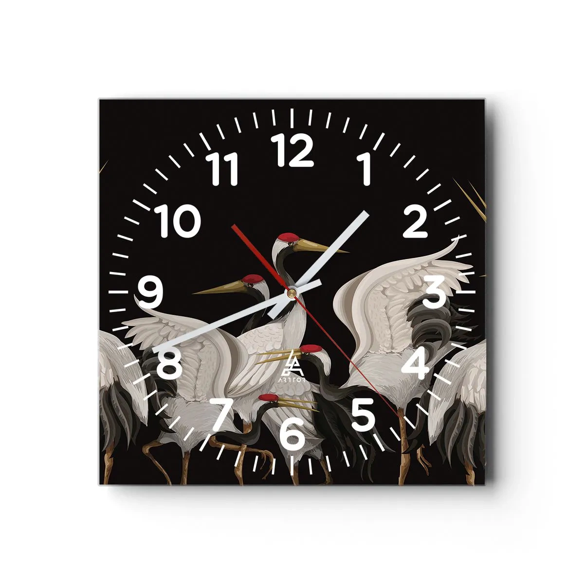 Wanduhr - Glasuhr - Vogelsachen - 40x40 cm