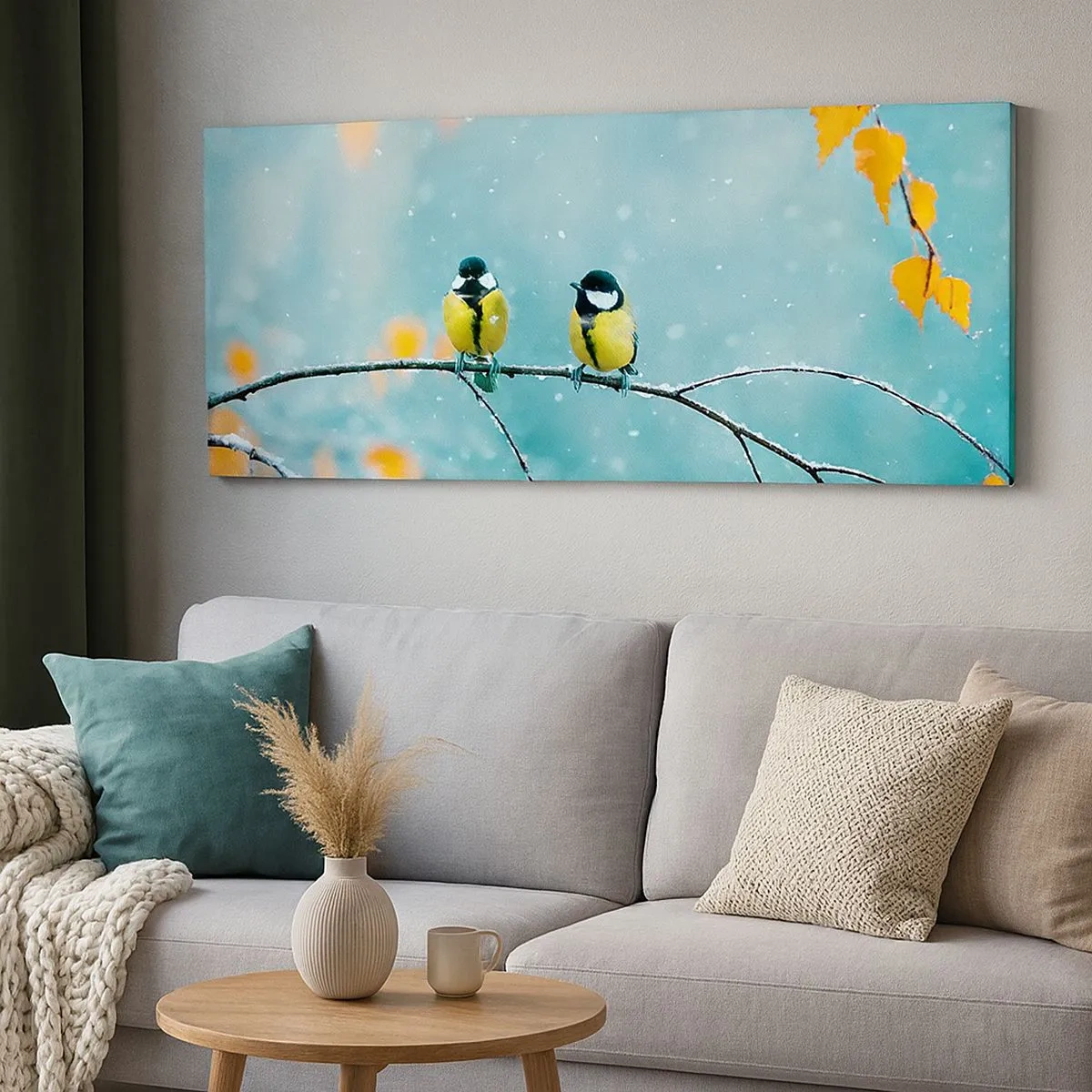 Bild auf Leinwand - Leinwandbild - Vogelklatsch - 100x40 cm