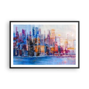 Poster in einem schwarzem Rahmen - Fröhliche Metropole - 91x61 cm