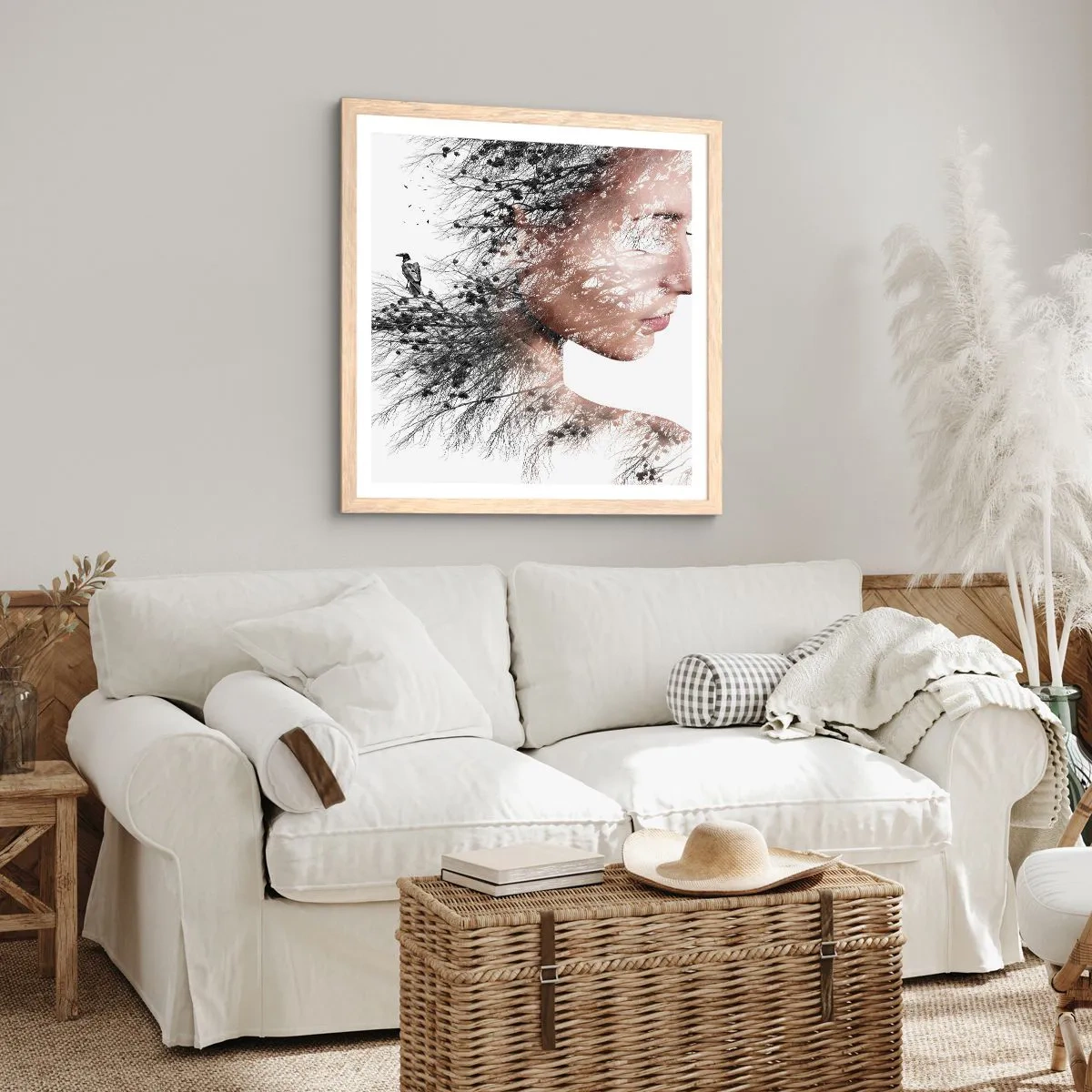 Poster in einem Rahmen aus heller Eiche - Der Geist des Waldes - 40x40 cm
