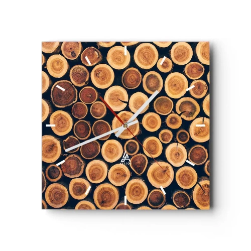 Wanduhr - Glasuhr - Muster aus Querschnitten von Holzstämmen - 30x30cm - Wie alt sehe ich aus? - Moderne Wanddekoration für Wohnzimmer und Schlafzimmer ARTTOR