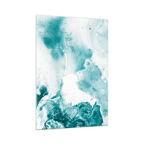 Glasbild - Bild auf glas - Abstrakte blaue Pools auf einem Glashintergrund - 50x70cm - Morast von Blau - Moderne Wanddekoration für Wohnzimmer und Schlafzimmer ARTTOR