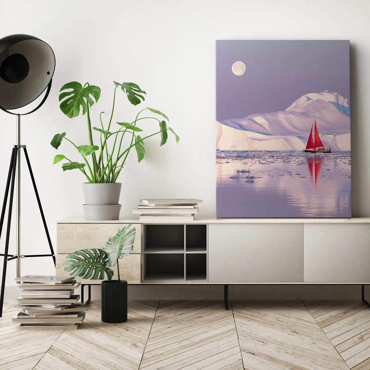 Bild auf Leinwand - Leinwandbild - Die Hitze des Segels, die Kälte des Eises - 45x80 cm
