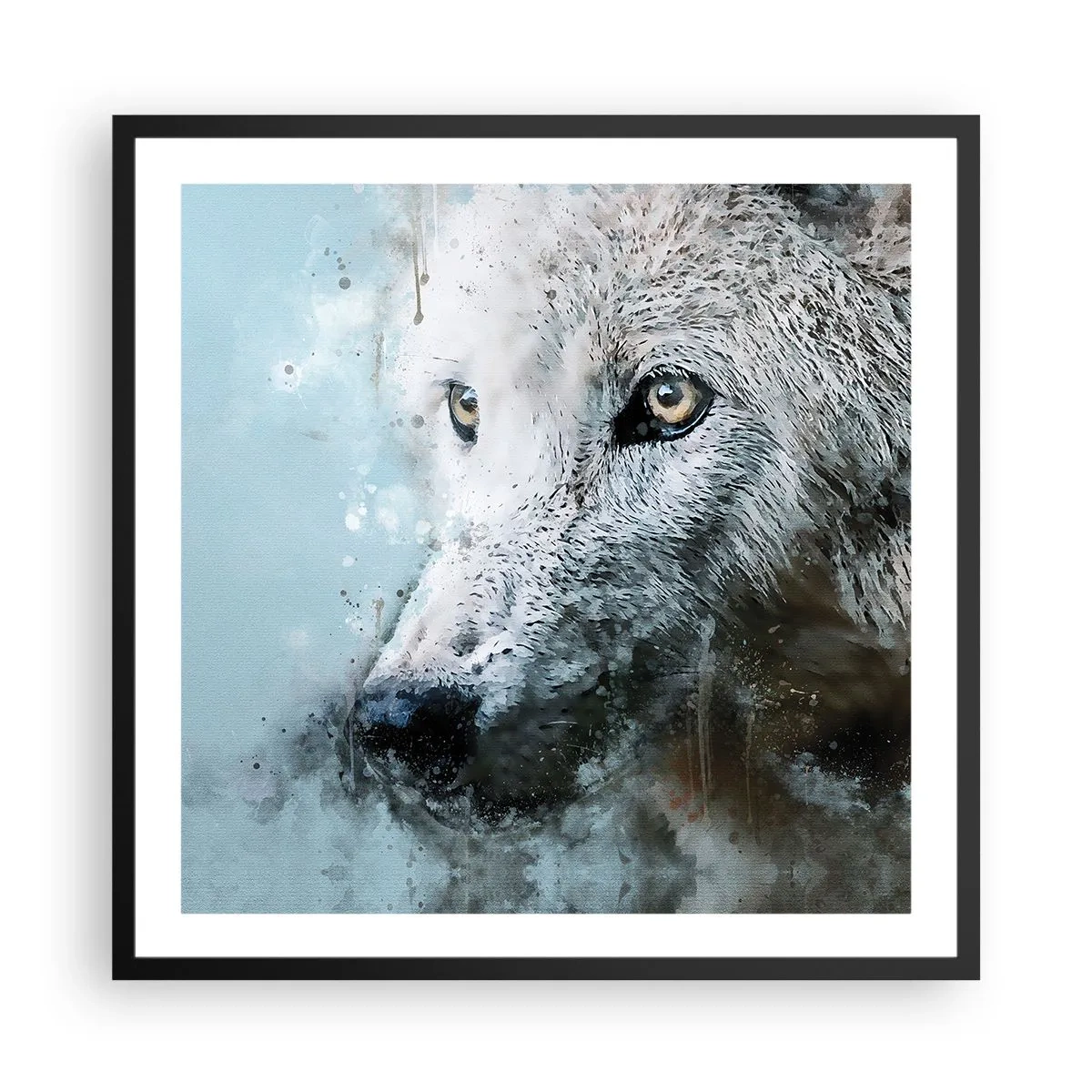 Poster in einem schwarzem Rahmen - Lerne die Wolfsseele kennen - 60x60 cm