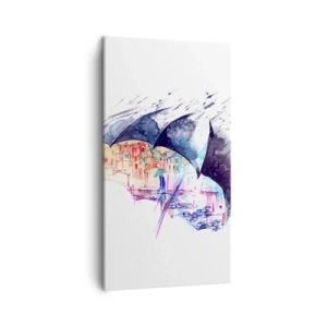 Bild auf Leinwand - Leinwandbild - Im Regen spazieren gehen - 45x80 cm