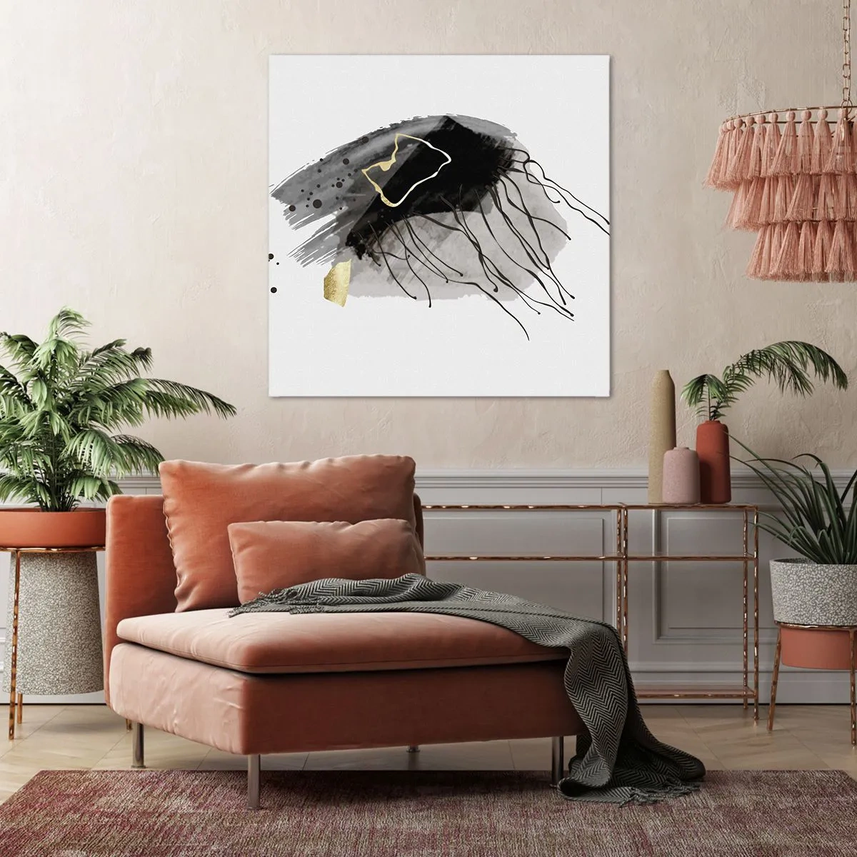 Bild auf Leinwand - Leinwandbild - In Schwarz und Gold - 50x50 cm