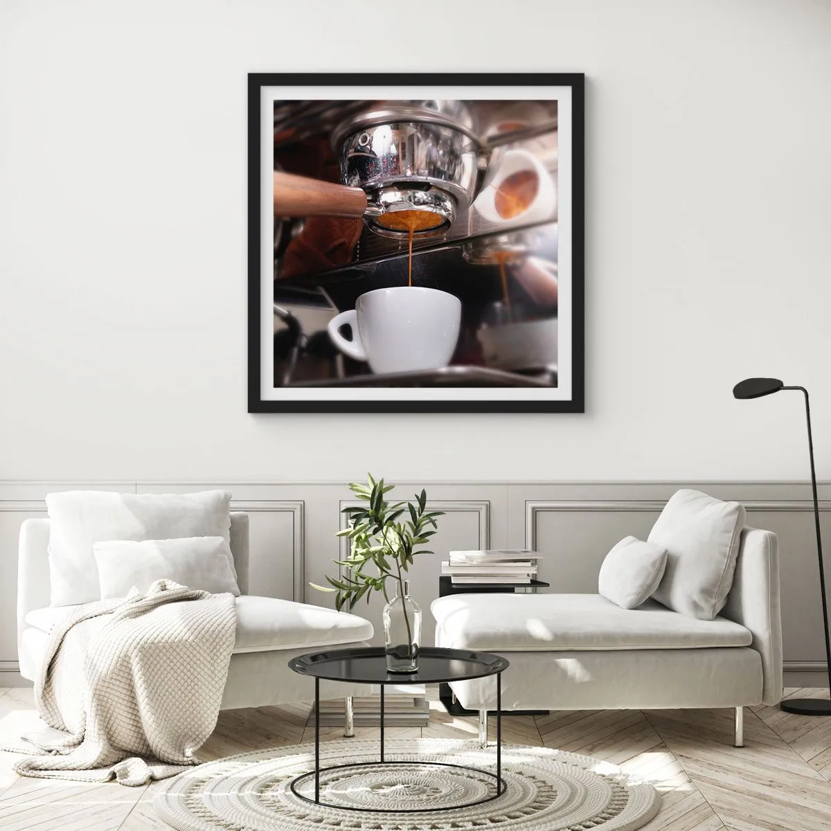 Poster in einem schwarzem Rahmen - Gute Zeit des Tages - 30x30 cm
