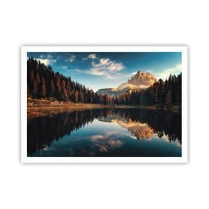 Poster - Berglandschaft mit See und Wald - 100x70cm - Doppelte Landschaft - Moderne Wanddekoration für Wohnzimmer und Schlafzimmer ARTTOR